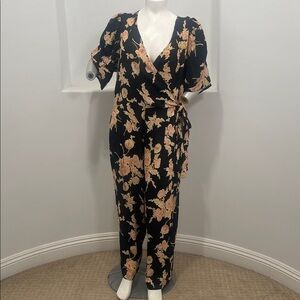 ASOS Curve Floral Jumpsuit Cut Out Back And Tie At Waist Size 20